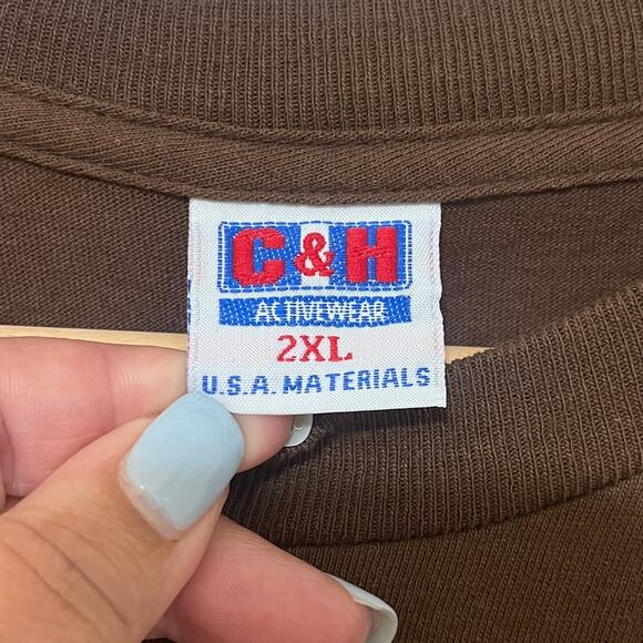 Vintage 90s Jesus Crown Of Thorns Graphic T Shirt Size 2XL Brown Religious Cross - Picture 8 of 9